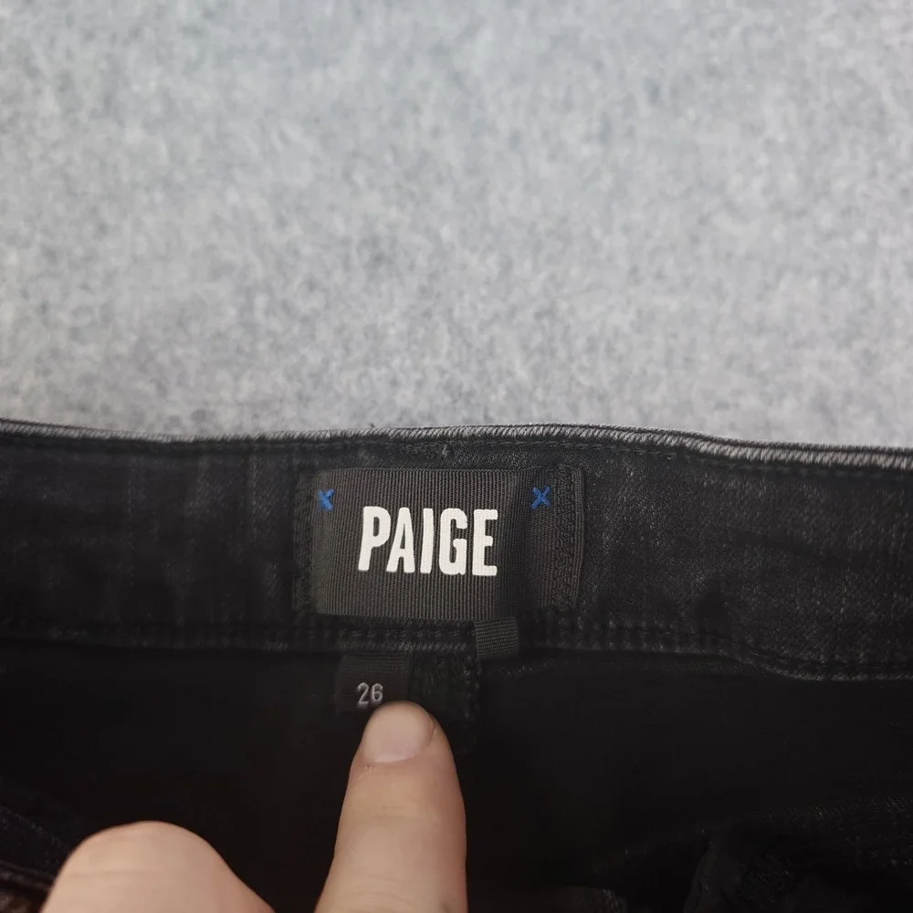 Paige Cindy Jeans Women's 26 Black Mid Rise Straight Leg Modal Stretch